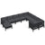 10 Piece Garden Lounge Set with Cushions Black Pinewood