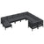10 Piece Garden Lounge Set with Cushions Black Pinewood