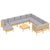 11 Piece Garden Lounge Set with Grey Cushions Pinewood