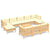 11 Piece Garden Lounge Set with Cream Cushions Solid Pinewood