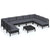 10 Piece Garden Lounge Set with Cushions Black Solid Pinewood