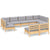 9 Piece Garden Lounge Set with Grey Cushions Solid Pinewood
