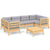 7 Piece Garden Lounge Set with Grey Cushions Pinewood