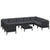 10 Piece Garden Lounge Set with Cushions Black Pinewood