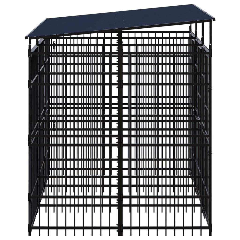 Outdoor Dog Kennel with Roof Steel 5.53 m²