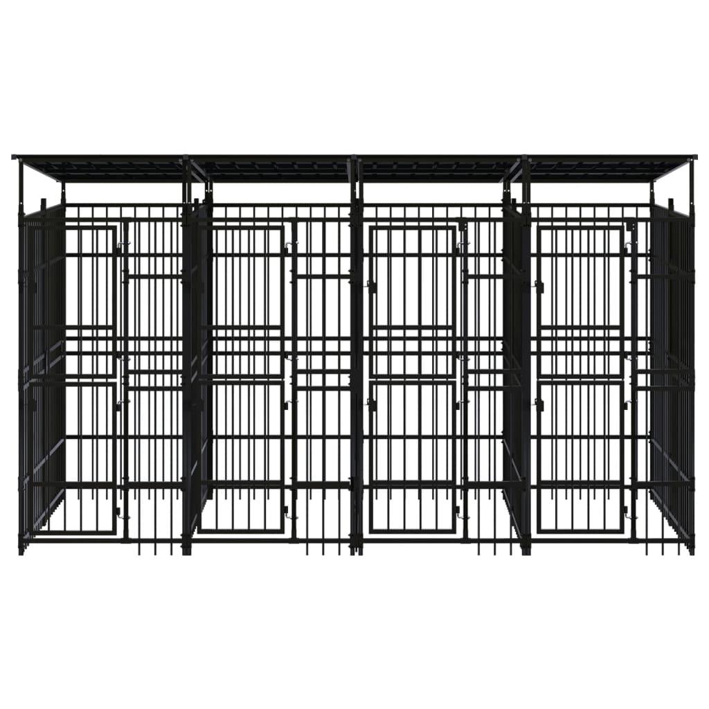 Outdoor Dog Kennel with Roof Steel 7.37 m²