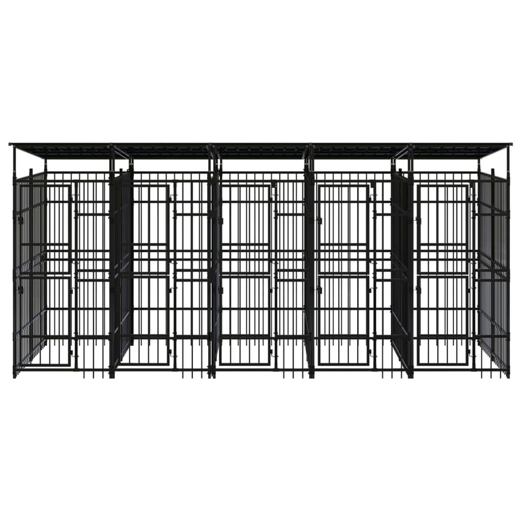 Outdoor Dog Kennel with Roof Steel 9.22 m²