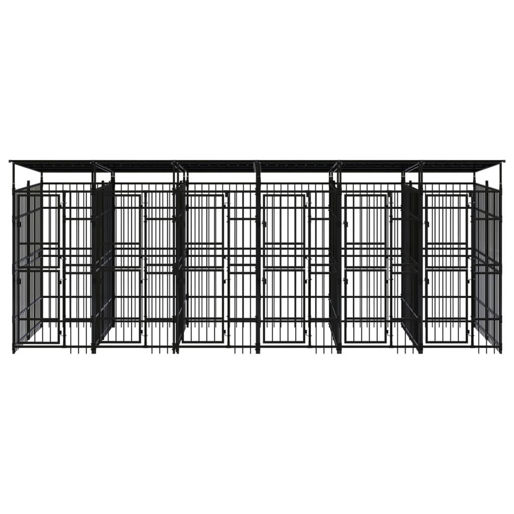 Outdoor Dog Kennel with Roof Steel 11.06 m²