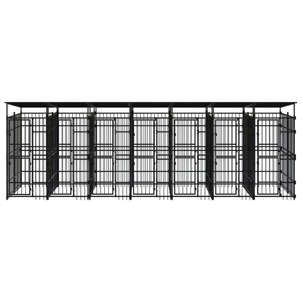 Outdoor Dog Kennel with Roof Steel 12.9 m²