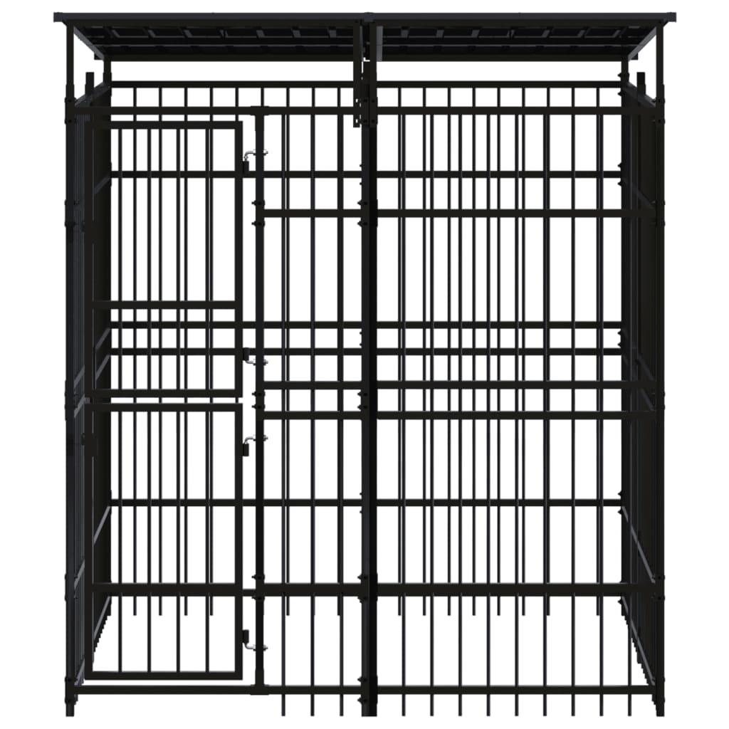 Outdoor Dog Kennel with Roof Steel 3.69 m²