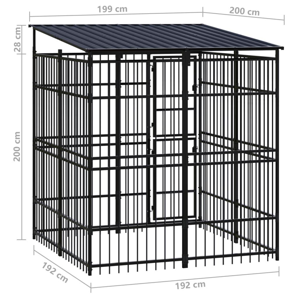 Outdoor Dog Kennel with Roof Steel 3.69 m²