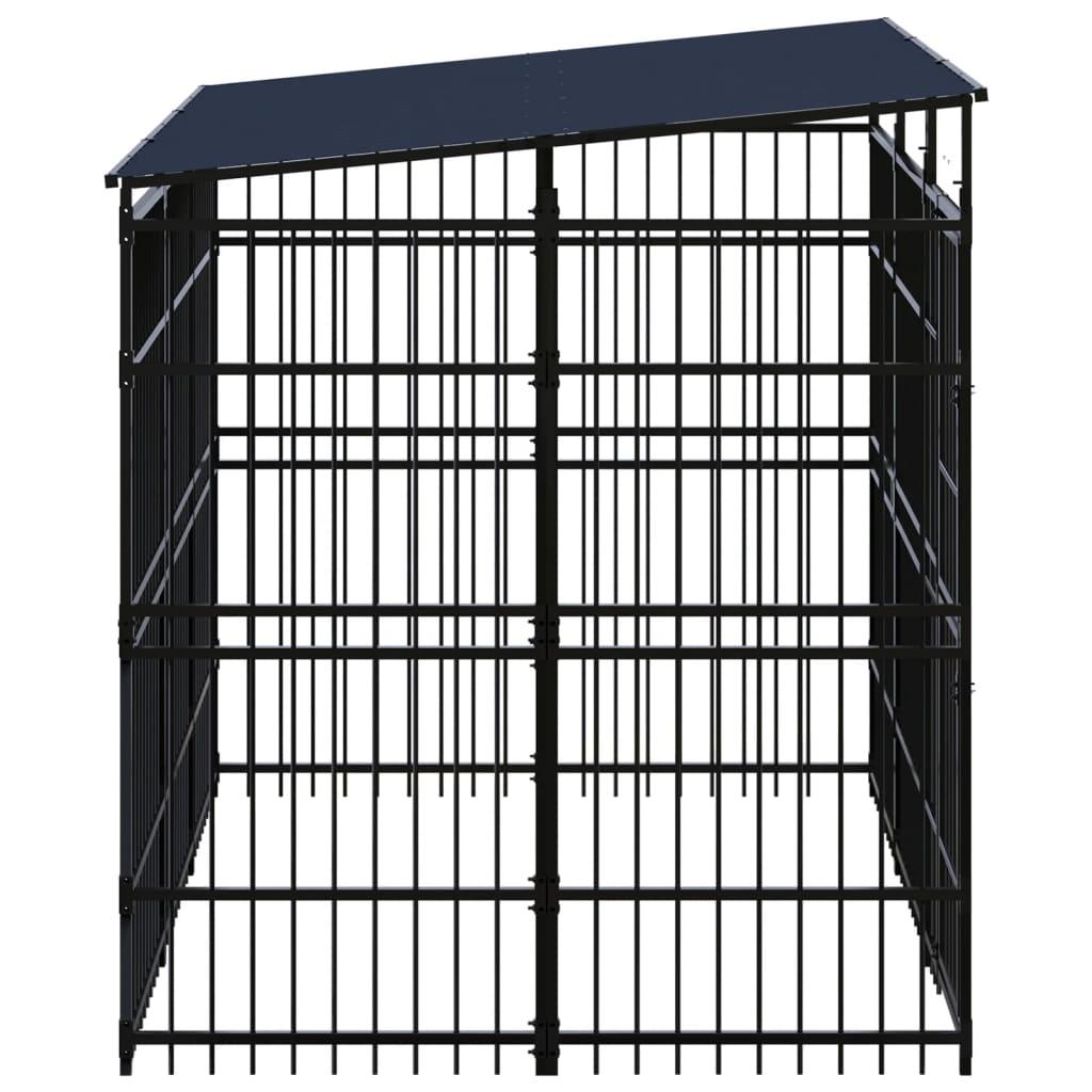 Outdoor Dog Kennel with Roof Steel 5.53 m²