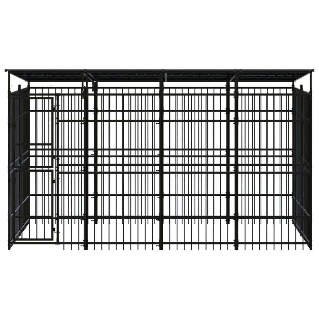 Outdoor Dog Kennel with Roof Steel 7.37 m²