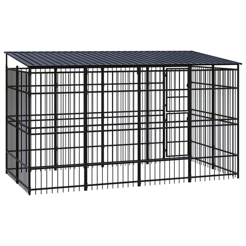 Outdoor Dog Kennel with Roof Steel 7.37 m²