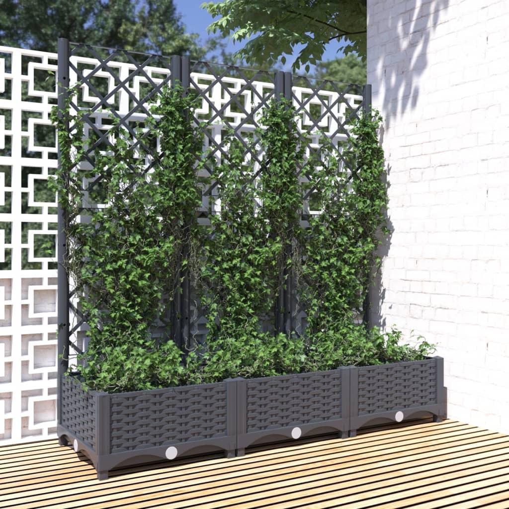 Garden Planter with Trellis Blue Grey 120x40x121.5 cm PP