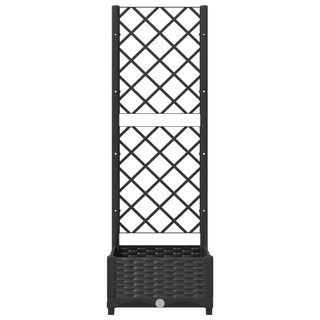 Garden Planter with Trellis Black 40x40x121.5 cm PP