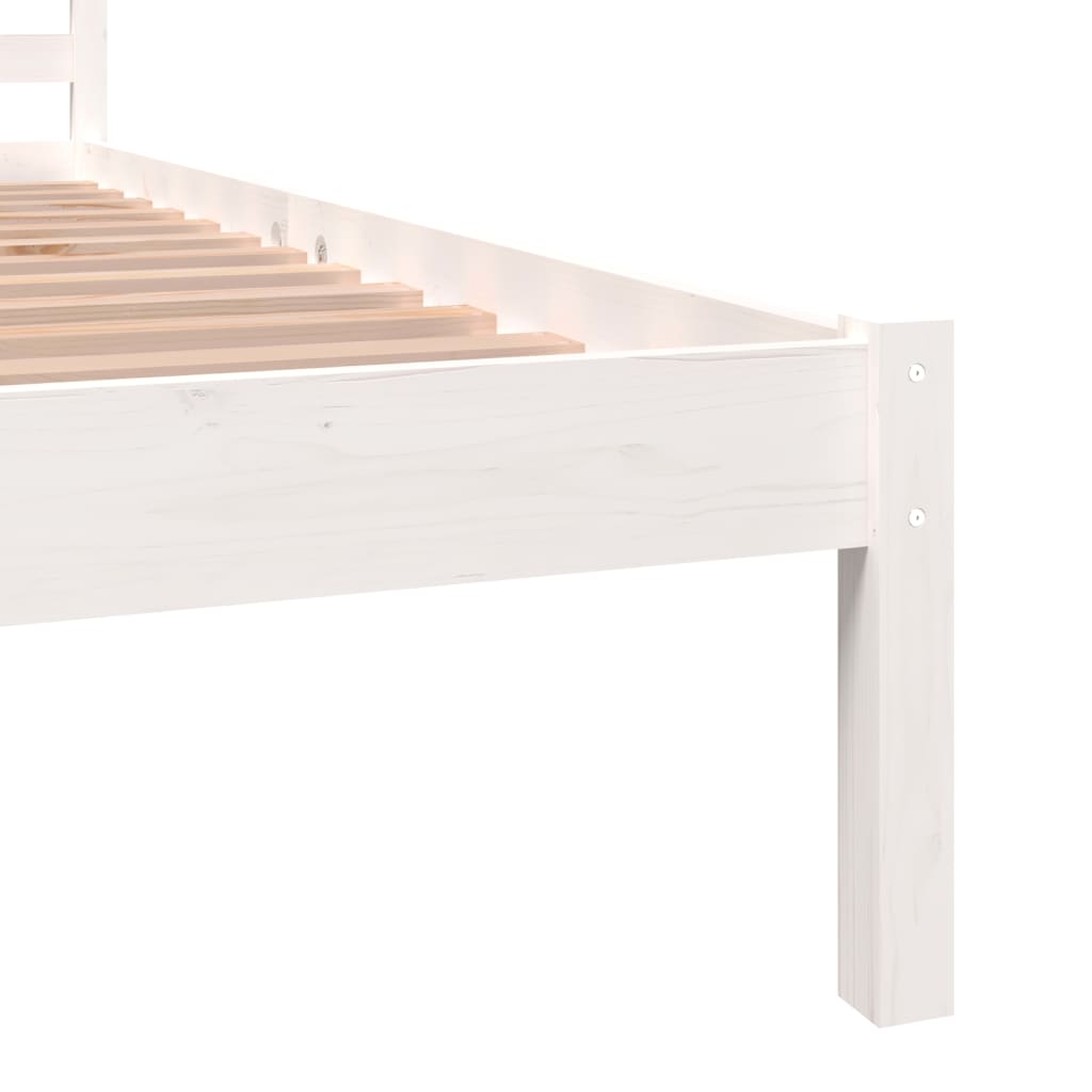 Bed Frame Solid Wood Pine 92x187 cm Single Size White