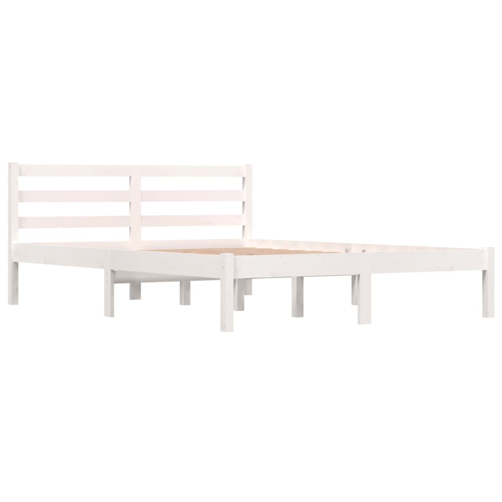 Bed Frame Solid Wood Pine 135x190 cm White 4FT6 Double
