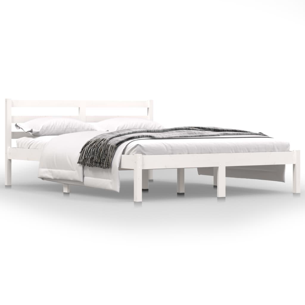 Bed Frame Solid Wood Pine 135x190 cm White 4FT6 Double