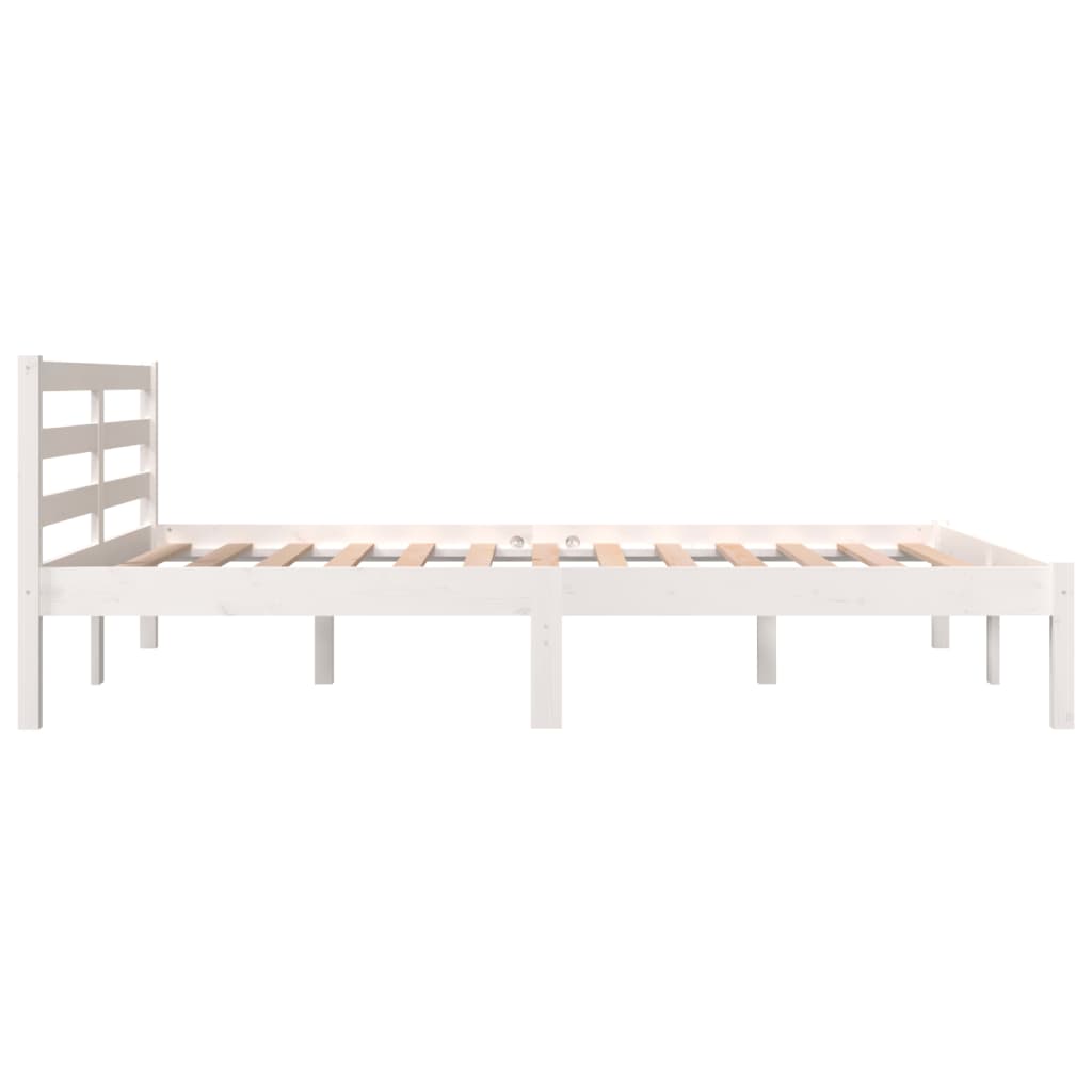 Bed Frame Solid Wood Pine 135x190 cm White 4FT6 Double