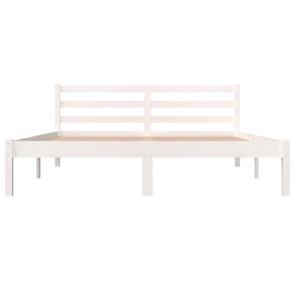 Bed Frame Solid Wood Pine White 153x203 cm Queen Size