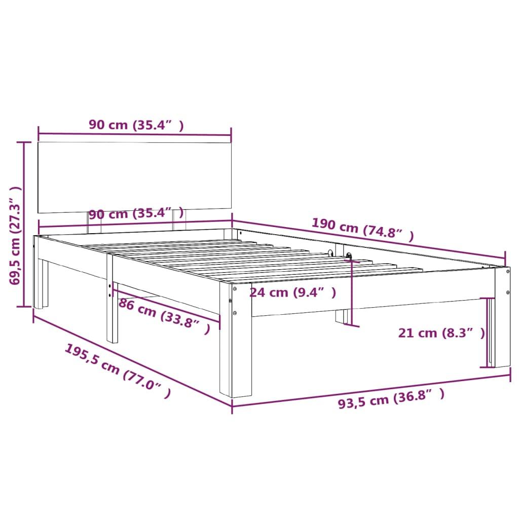 Bed Frame without Mattress 90x190 cm