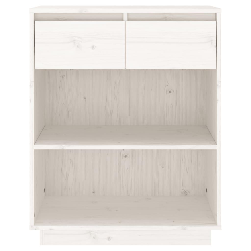 Console Cabinet White 60x34x75 cm Solid Wood Pine