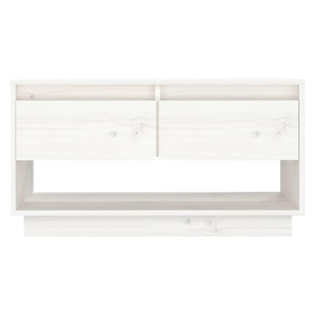TV Cabinet White 74x34x40 cm Solid Wood Pine