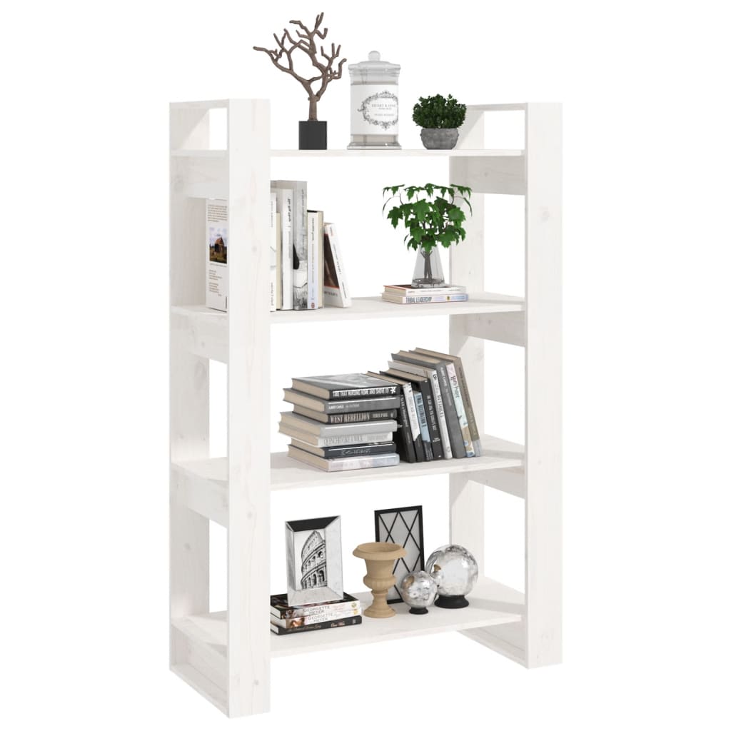 Book Cabinet/Room Divider White 80x35x125 cm Solid Wood Pine