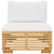 Garden Middle Sofa with Cream Cushions Solid Wood Teak