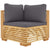Garden Corner Sofa with Dark Grey Cushions Solid Wood Teak