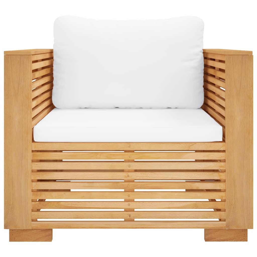 Garden Sofa Chair with Cream Cushions Solid Wood Teak