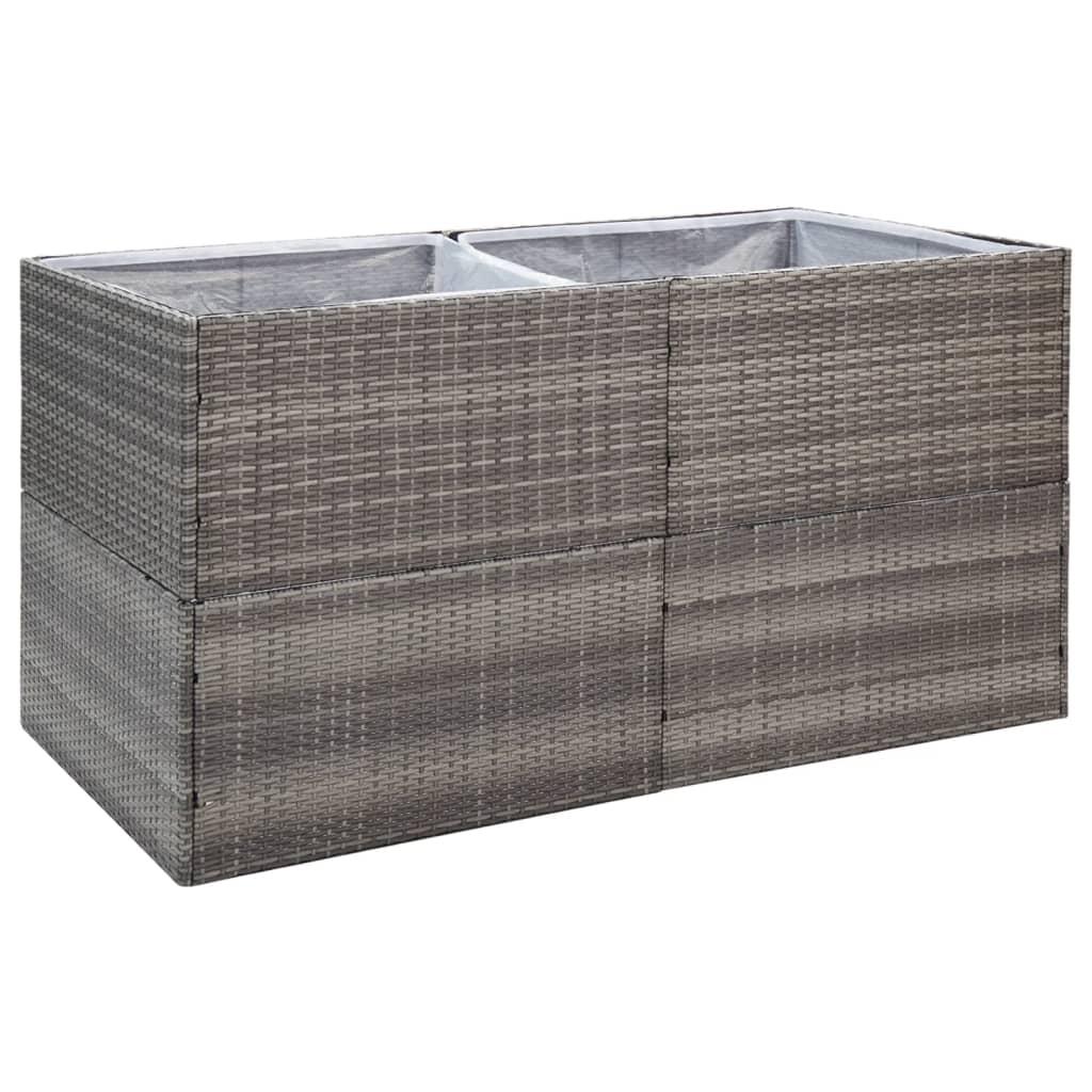 Garden Planter Grey 157x80x80 cm Poly Rattan