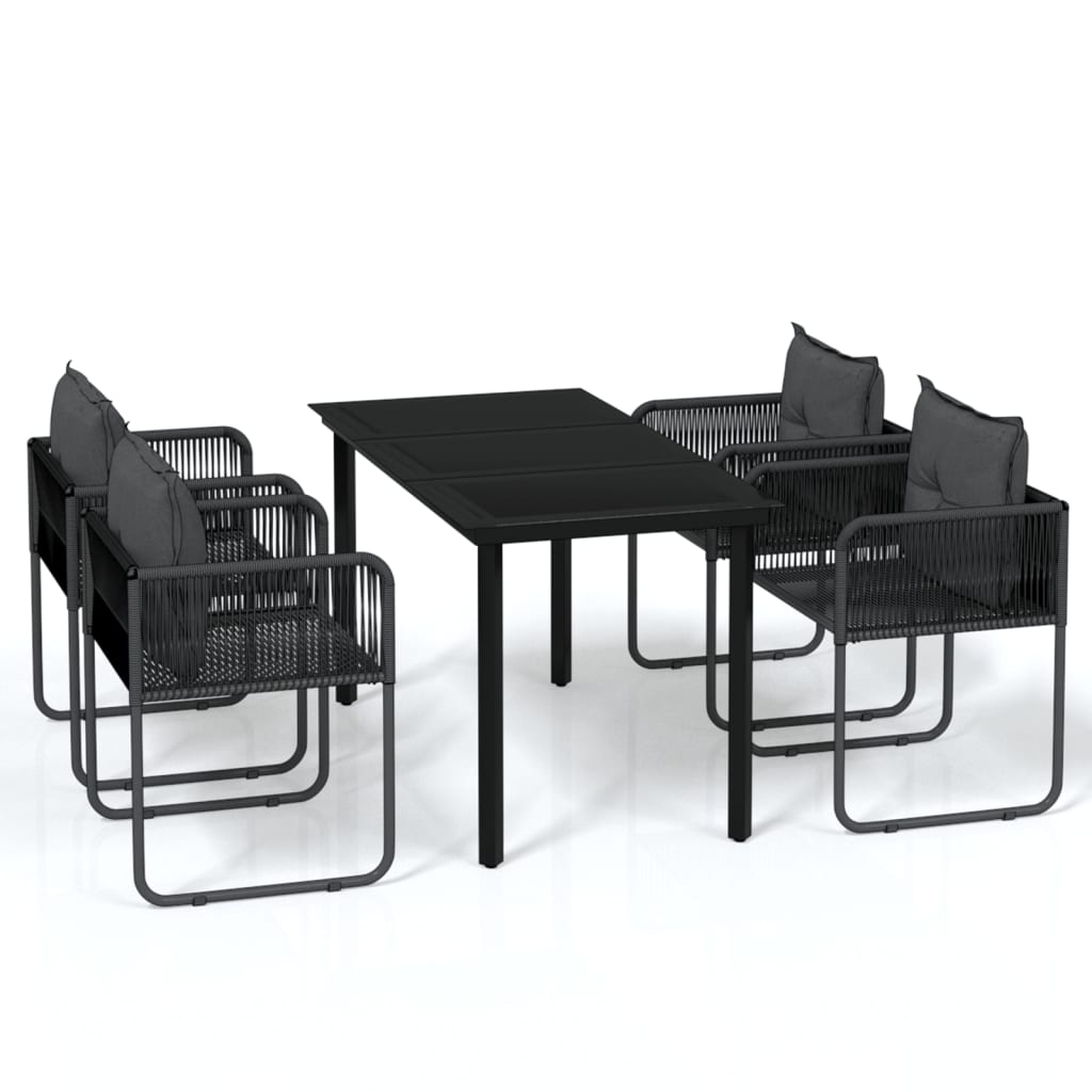 5 Piece Garden Dining Set Black