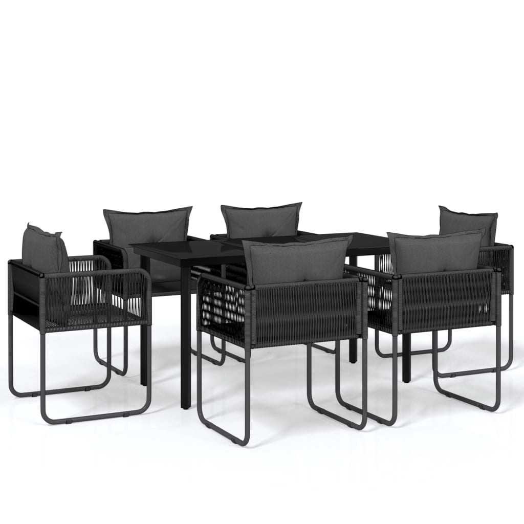 7 Piece Garden Dining Set Black