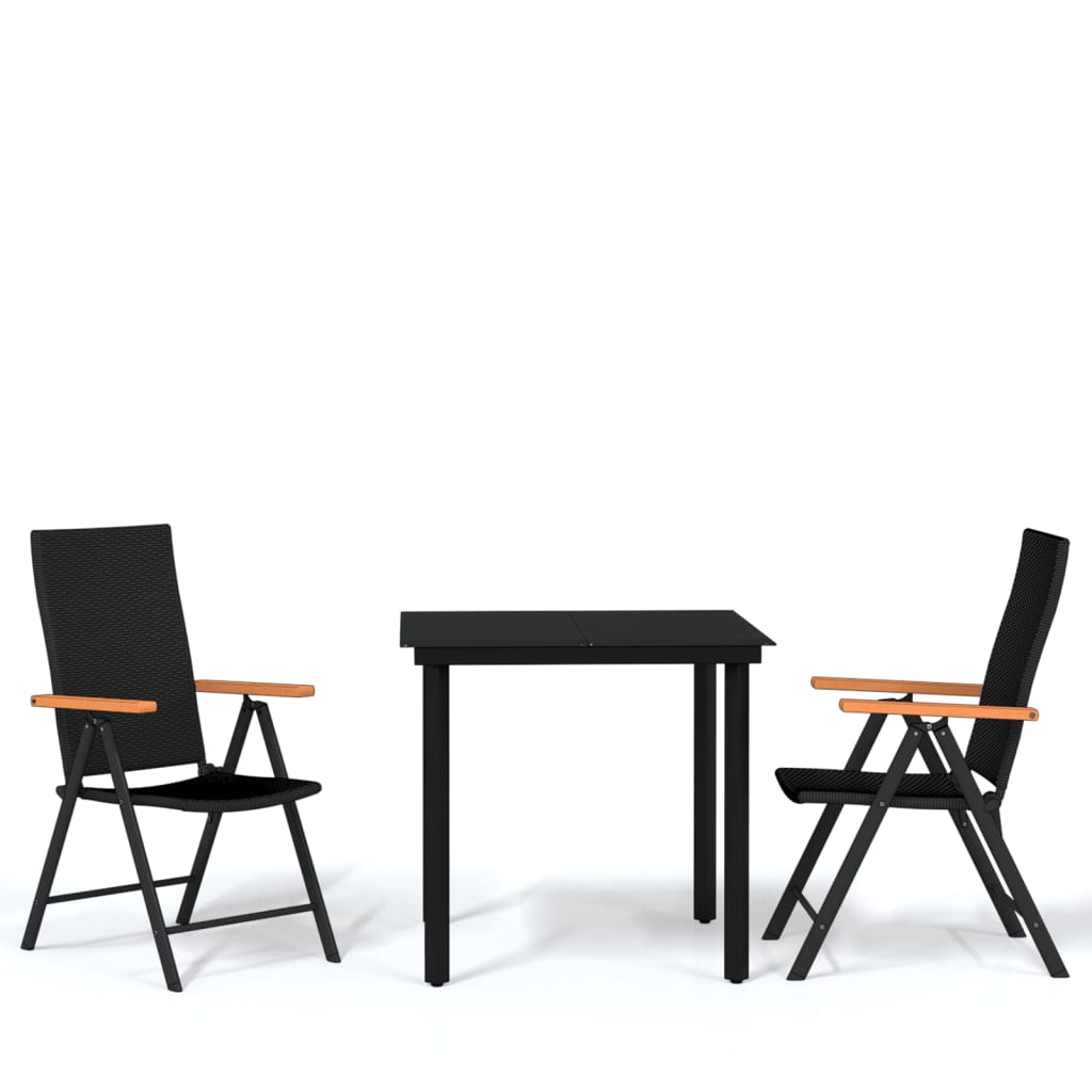 3 Piece Garden Dining Set Black