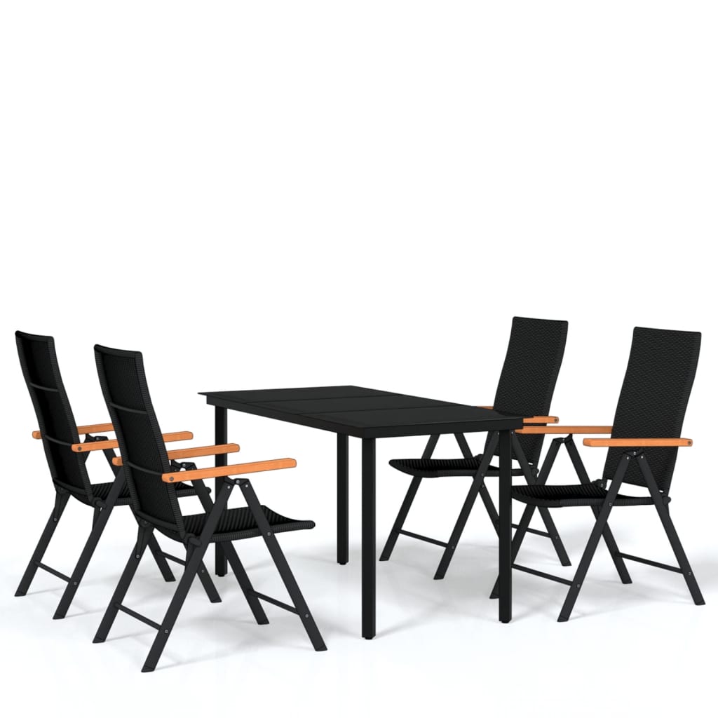 5 Piece Garden Dining Set Black