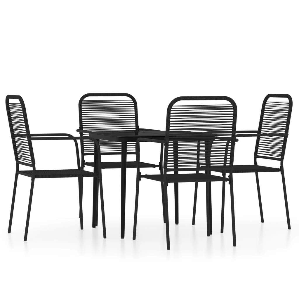 5 Piece Garden Dining Set Black