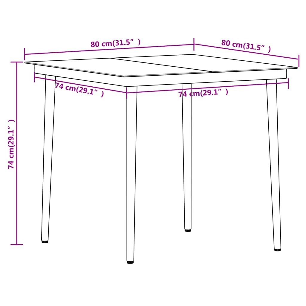 3 Piece Garden Dining Set Black