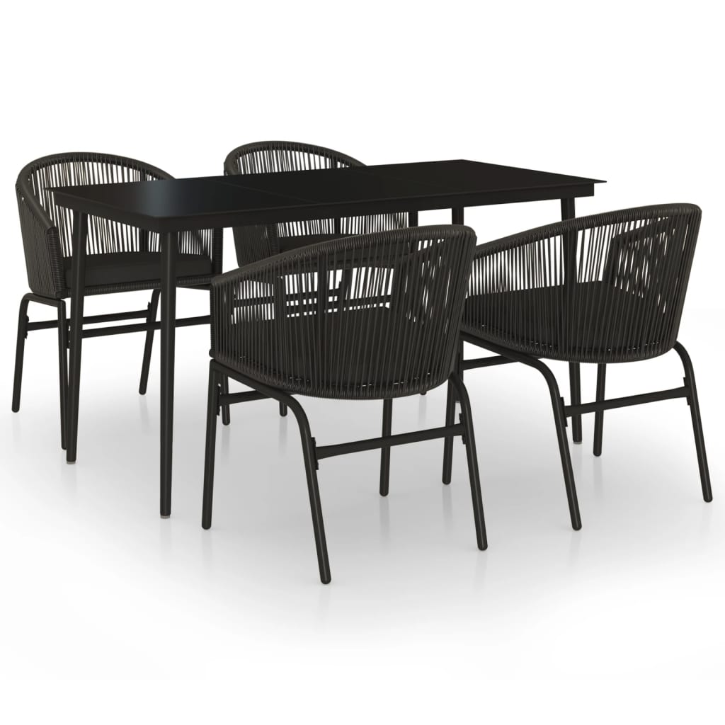 5 Piece Garden Dining Set Black