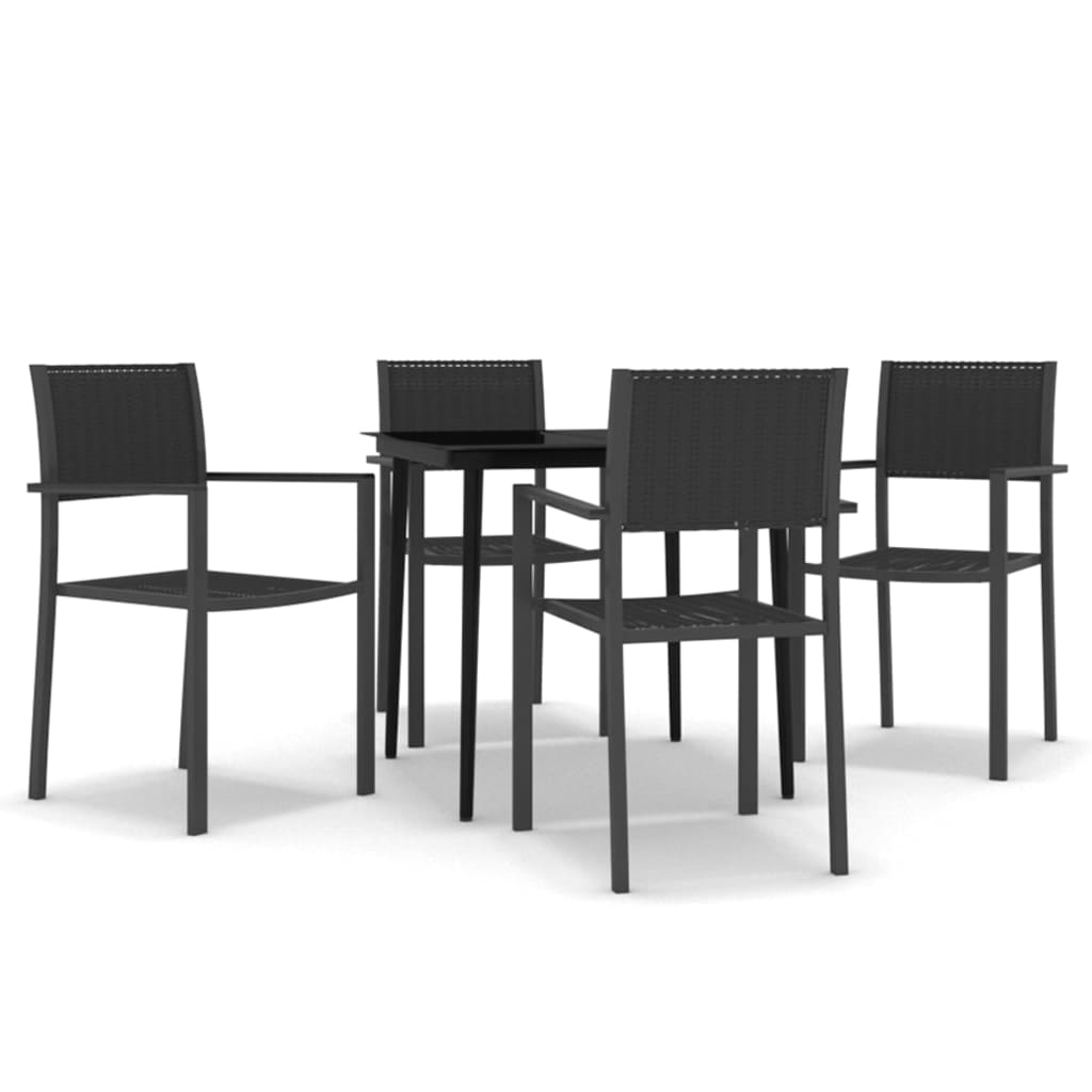 5 Piece Garden Dining Set Black