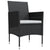 3 Piece Garden Dining Set with Cushions Black