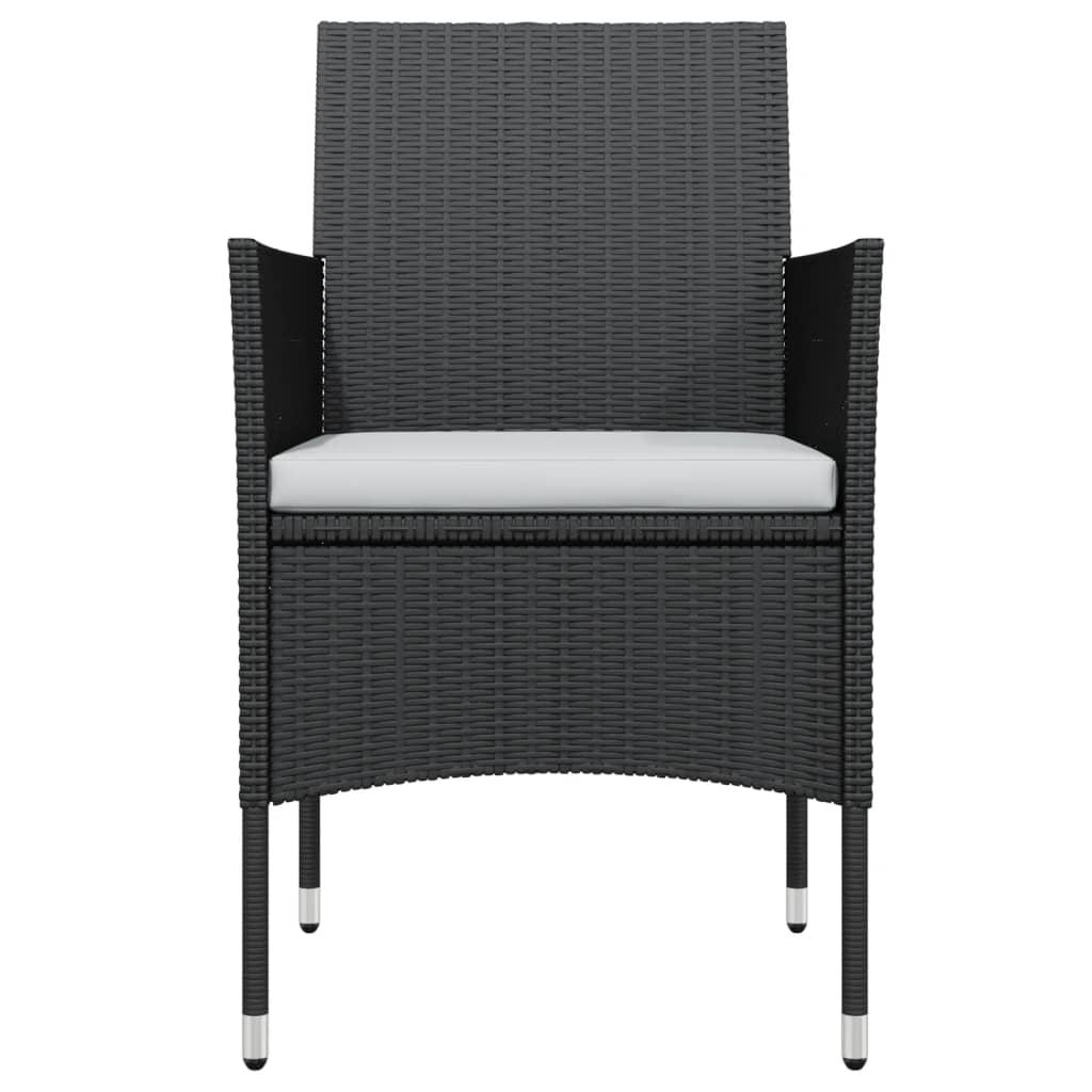 3 Piece Garden Dining Set with Cushions Black
