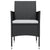 3 Piece Garden Dining Set with Cushions Black