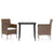 3 Piece Garden Dining Set with Cushions Brown and Black