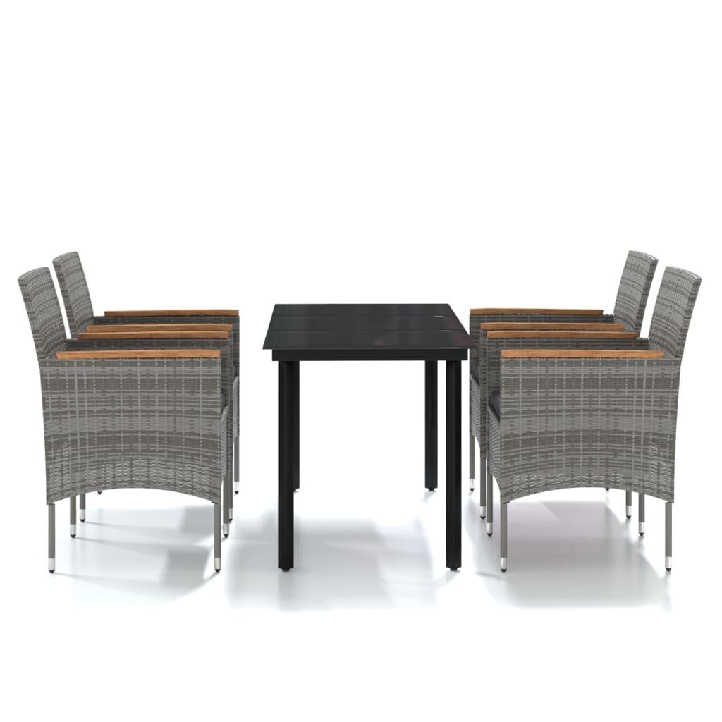 5 Piece Outdoor Dining Set with Cushions Grey and Black