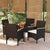 5 Piece Garden Dining Set with Cushions Black