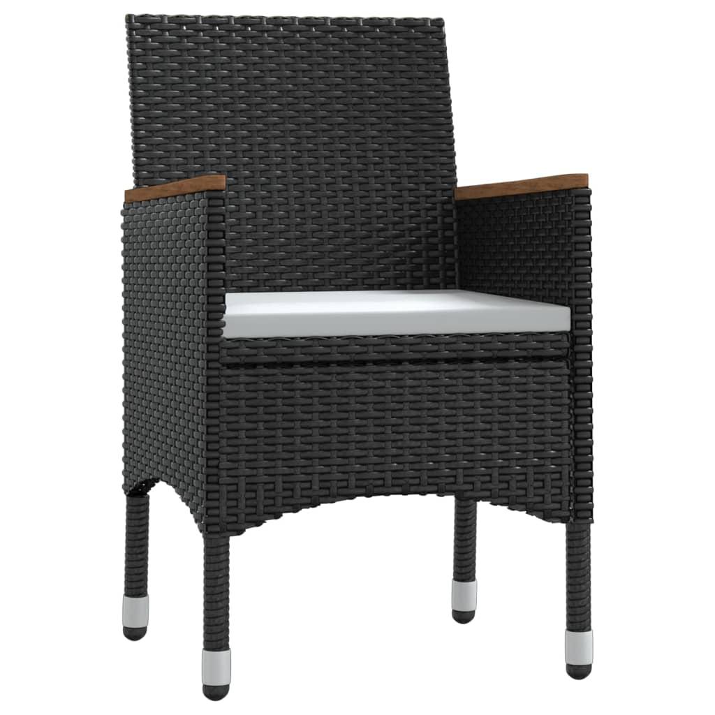 5 Piece Garden Dining Set with Cushions Black