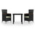 3 Piece Garden Dining Set with Cushions Black