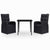 3 Piece Garden Dining Set with Cushions Black